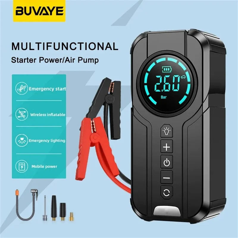 Auto Starthilfe Luftpumpe Power Bank Beleuchtung Tragbarer Luftkompressor 4 In 1 Autobatteriestarter Starten Autoreifenfüller