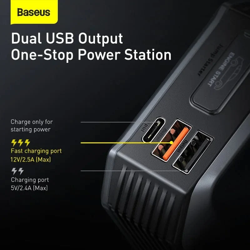 Baseus 20000mAh Starthilfe Power Bank 2000A 12V Tragbarer Autobatterie-Starter Notfall-AUTO-Booster-Startgerät Starthilfe