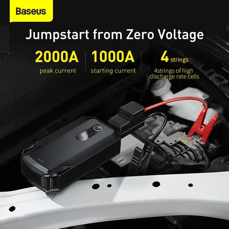 Baseus 20000mAh Starthilfe Power Bank 2000A 12V Tragbarer Autobatterie-Starter Notfall-AUTO-Booster-Startgerät Starthilfe