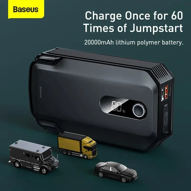 Baseus 20000mAh Starthilfe Power Bank 2000A 12V Tragbarer Autobatterie-Starter Notfall-AUTO-Booster-Startgerät Starthilfe