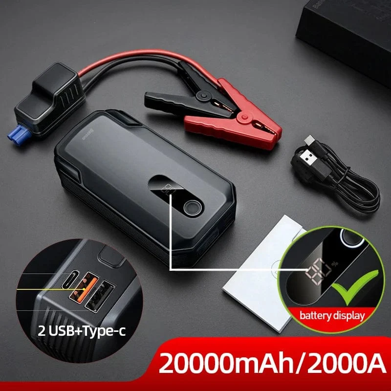 Baseus 20000mAh Starthilfe Power Bank 2000A 12V Tragbarer Autobatterie-Starter Notfall-AUTO-Booster-Startgerät Starthilfe
