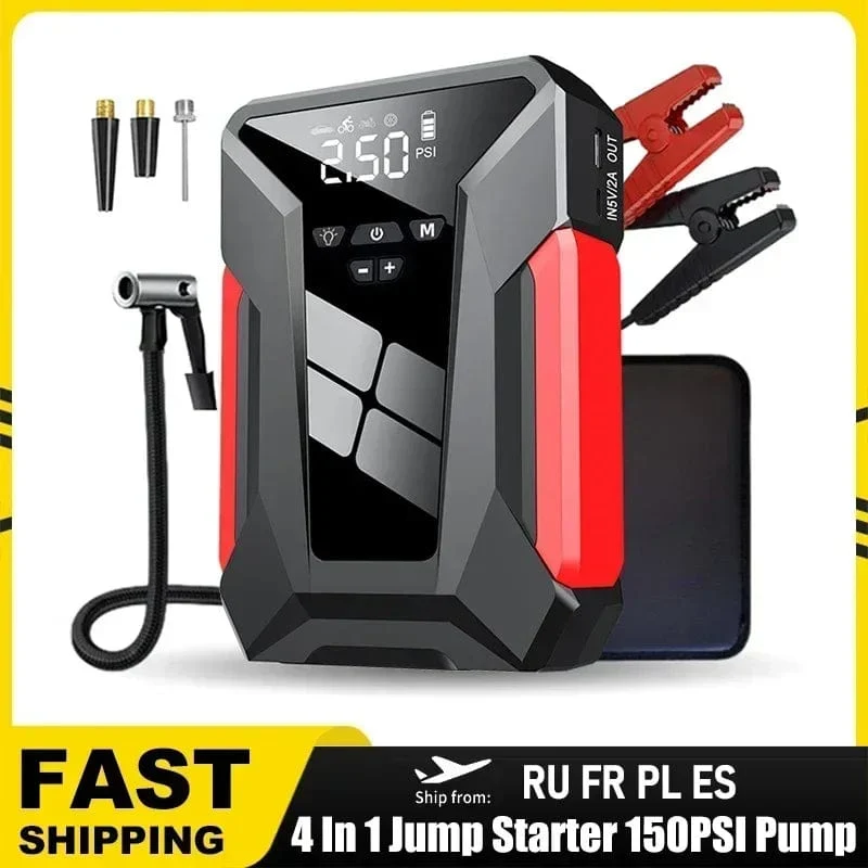 2000A Auto Starthilfe Luftpumpe Multi-Function4In1 Luft Kompressor Power Bank Auto Batterie Starter Starten Auto Reifen Inflator