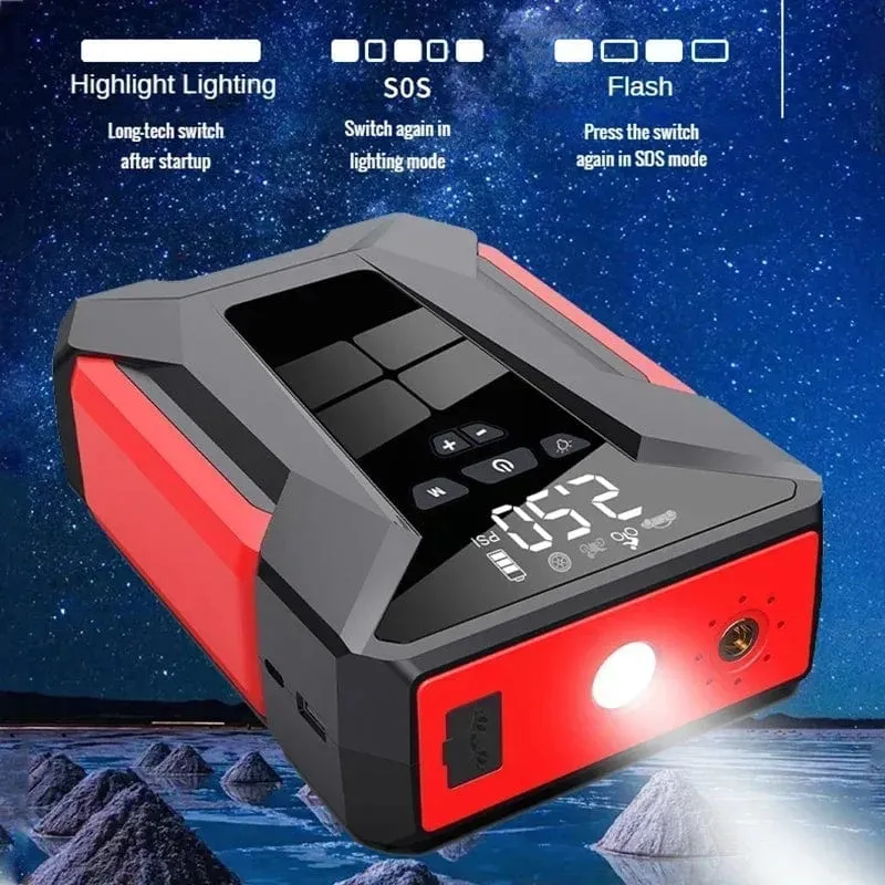 2000A Auto Starthilfe Luftpumpe Multi-Function4In1 Luft Kompressor Power Bank Auto Batterie Starter Starten Auto Reifen Inflator