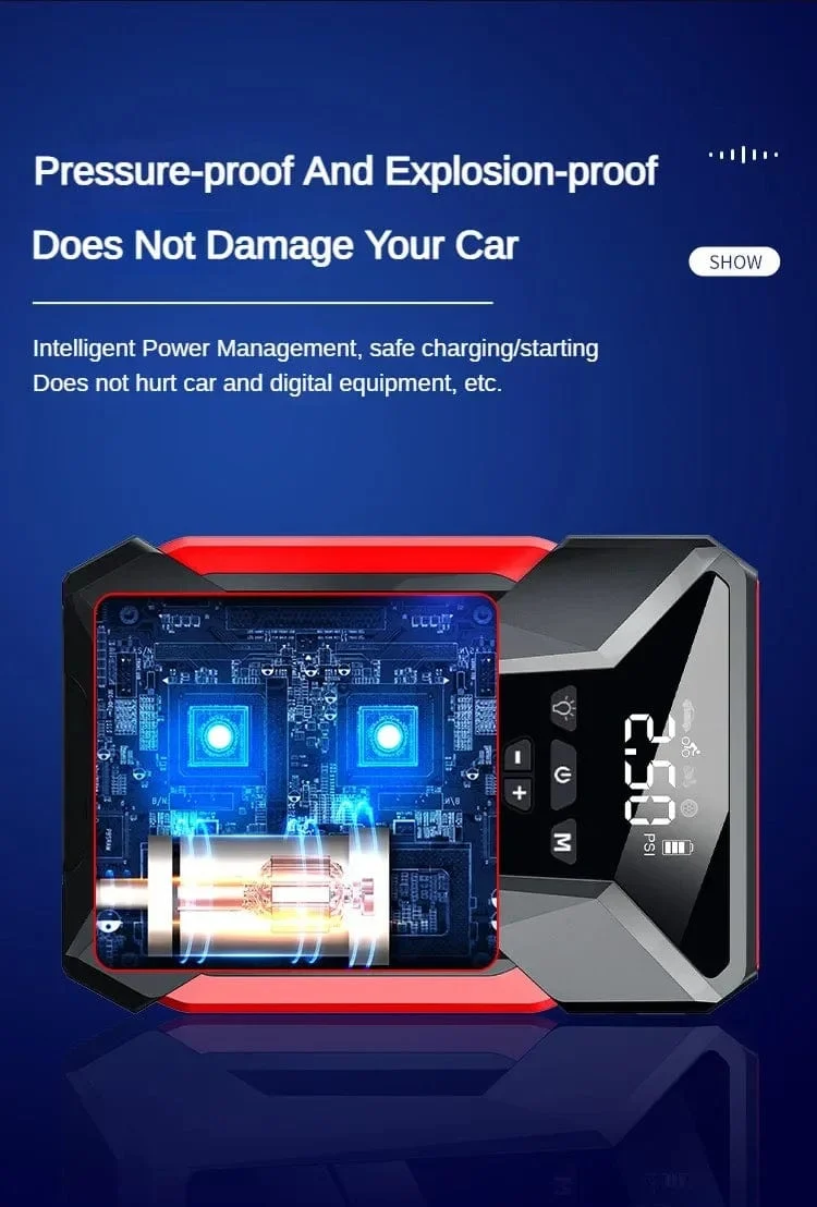 2000A Auto Starthilfe Luftpumpe Multi-Function4In1 Luft Kompressor Power Bank Auto Batterie Starter Starten Auto Reifen Inflator