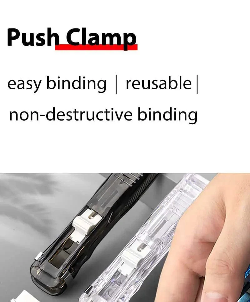 Mini Spurlose Wiederverwendbare Handklemme Push-Hefter Papier Buch Datei Büro Schule Student Binder Bindung Werkzeuge Liefert Zubehör