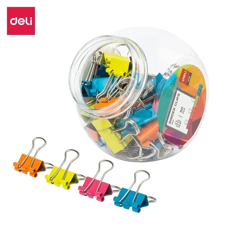 Deli Binder Clip 4 Farbe Dauerhaft Federstahl Material Binder Clip Lack Coaded Oberfläche Für Schreibwaren Schule Bürobedarf