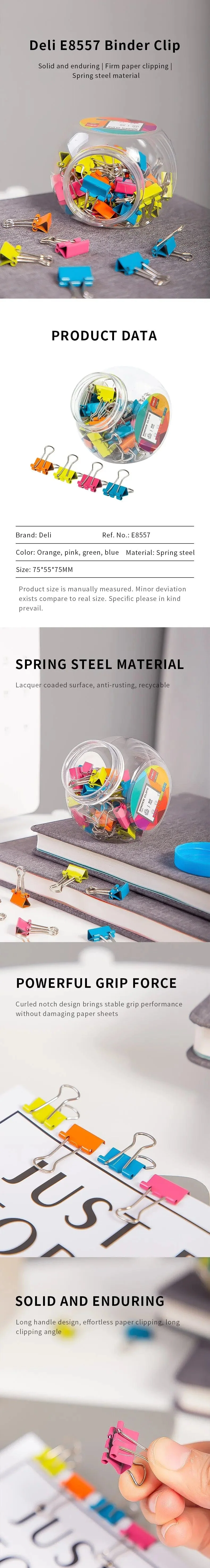Deli Binder Clip 4 Farbe Dauerhaft Federstahl Material Binder Clip Lack Coaded Oberfläche Für Schreibwaren Schule Bürobedarf