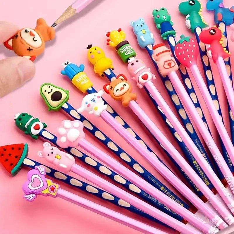 10 stücke Niedlichen Cartoon Bleistift Kappe Silikon Neutral Stift Abdeckung Schule Studenten Liefert Weichen Gummi Bleistift Schutz