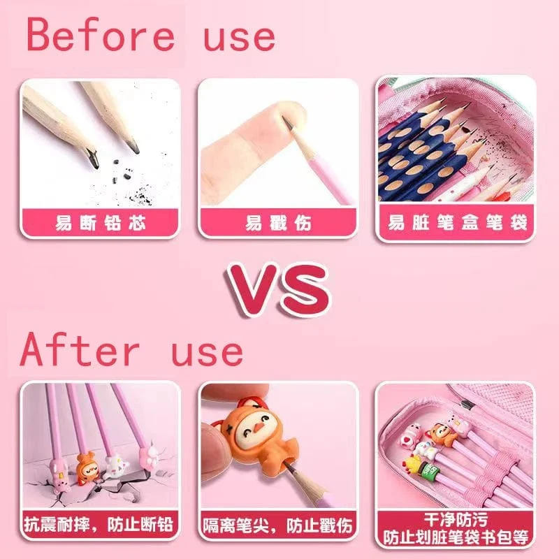 10 stücke Niedlichen Cartoon Bleistift Kappe Silikon Neutral Stift Abdeckung Schule Studenten Liefert Weichen Gummi Bleistift Schutz