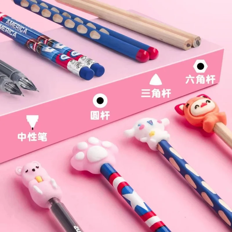 10 stücke Niedlichen Cartoon Bleistift Kappe Silikon Neutral Stift Abdeckung Schule Studenten Liefert Weichen Gummi Bleistift Schutz