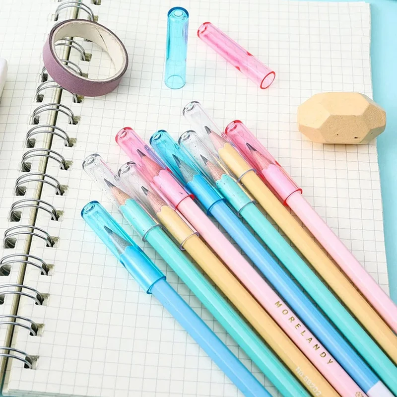 6 Teile/satz Transparent Kunststoff Bleistift Kappe Einfache Bunte Bleistift Extender Nette Bleistift Schutz Kappe Schule Büro Liefert NEUE