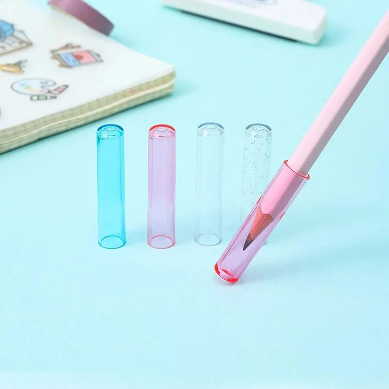 6 Teile/satz Transparent Kunststoff Bleistift Kappe Einfache Bunte Bleistift Extender Nette Bleistift Schutz Kappe Schule Büro Liefert NEUE
