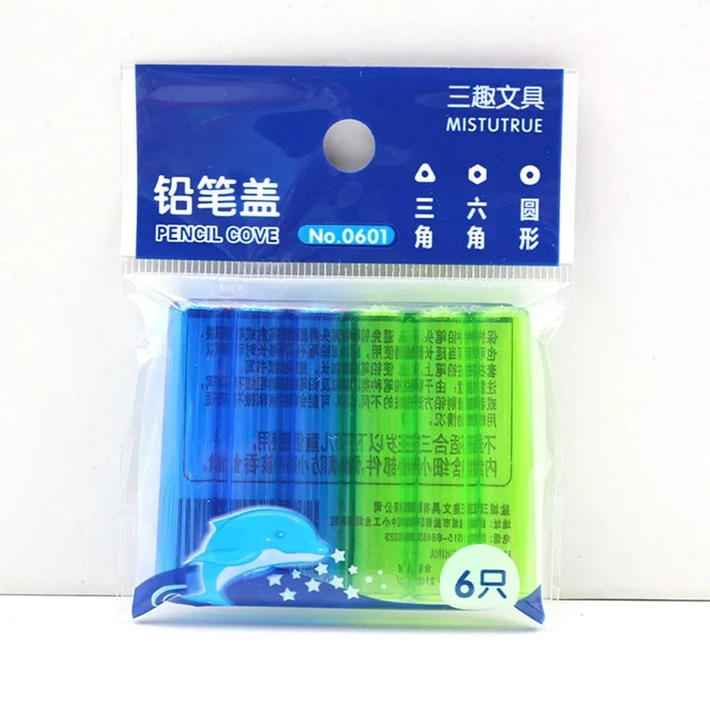 6 Teile/satz Transparent Kunststoff Bleistift Kappe Einfache Bunte Bleistift Extender Nette Bleistift Schutz Kappe Schule Büro Liefert NEUE