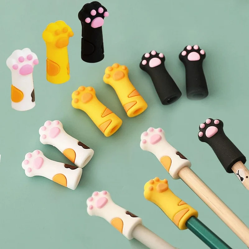 3 Teile/satz Kawaii Katze Bleistift Kappe Cartoon Silikon Stift Topper Abdeckungen Für Kinder Nette Bleistift Extender Schreibwaren Schule Liefert