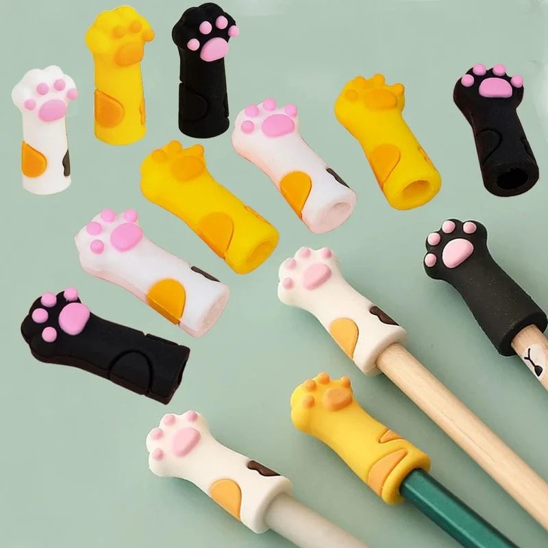 3 Teile/satz Kawaii Katze Bleistift Kappe Cartoon Silikon Stift Topper Abdeckungen Für Kinder Nette Bleistift Extender Schreibwaren Schule Liefert