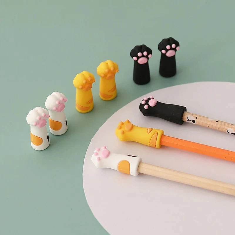 3 Teile/satz Kawaii Katze Bleistift Kappe Cartoon Silikon Stift Topper Abdeckungen Für Kinder Nette Bleistift Extender Schreibwaren Schule Liefert