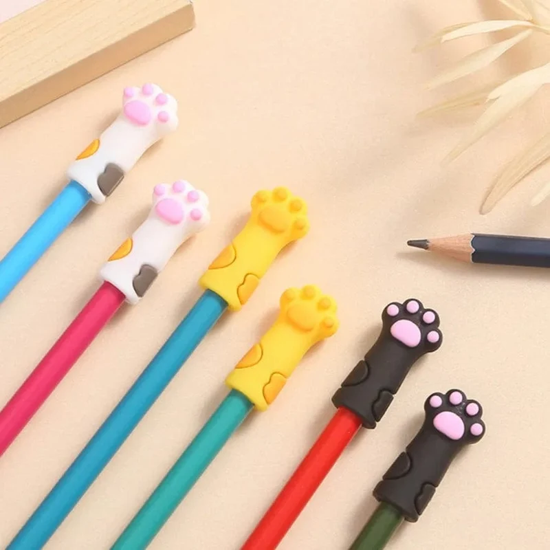 3 Teile/satz Kawaii Katze Bleistift Kappe Cartoon Silikon Stift Topper Abdeckungen Für Kinder Nette Bleistift Extender Schreibwaren Schule Liefert