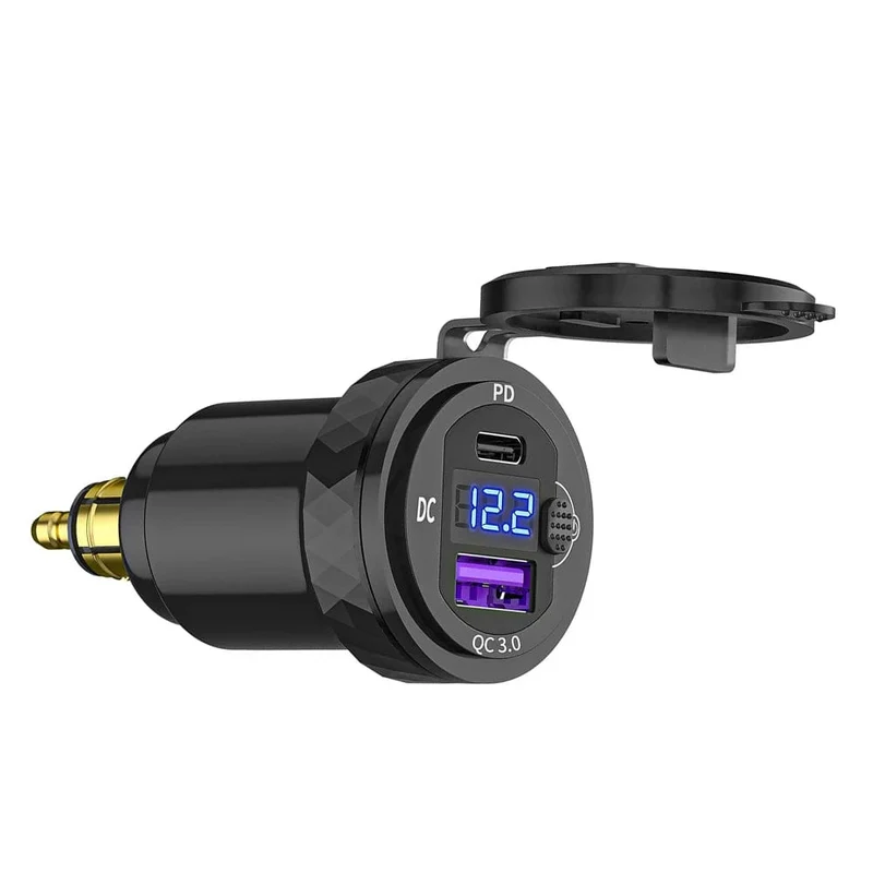 Dual QC3.0 Motorrad USB Ladegerät Moto USB Power Adapter Schalter für BMW R1200GS Abenteuer F800GS Triumph Tiger Ducati DIN Buchse