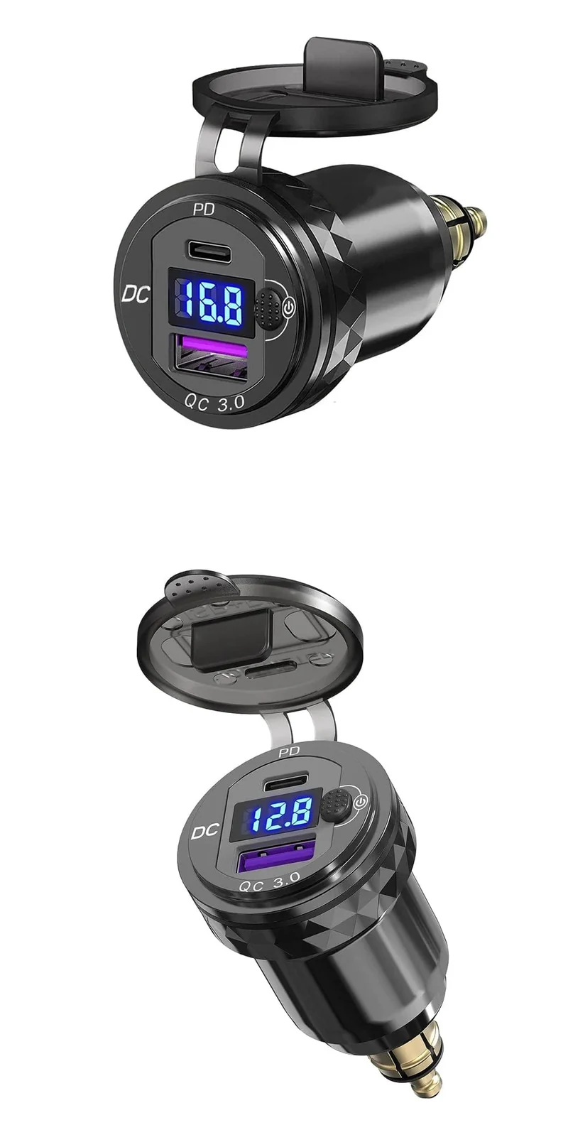 Dual QC3.0 Motorrad USB Ladegerät Moto USB Power Adapter Schalter für BMW R1200GS Abenteuer F800GS Triumph Tiger Ducati DIN Buchse