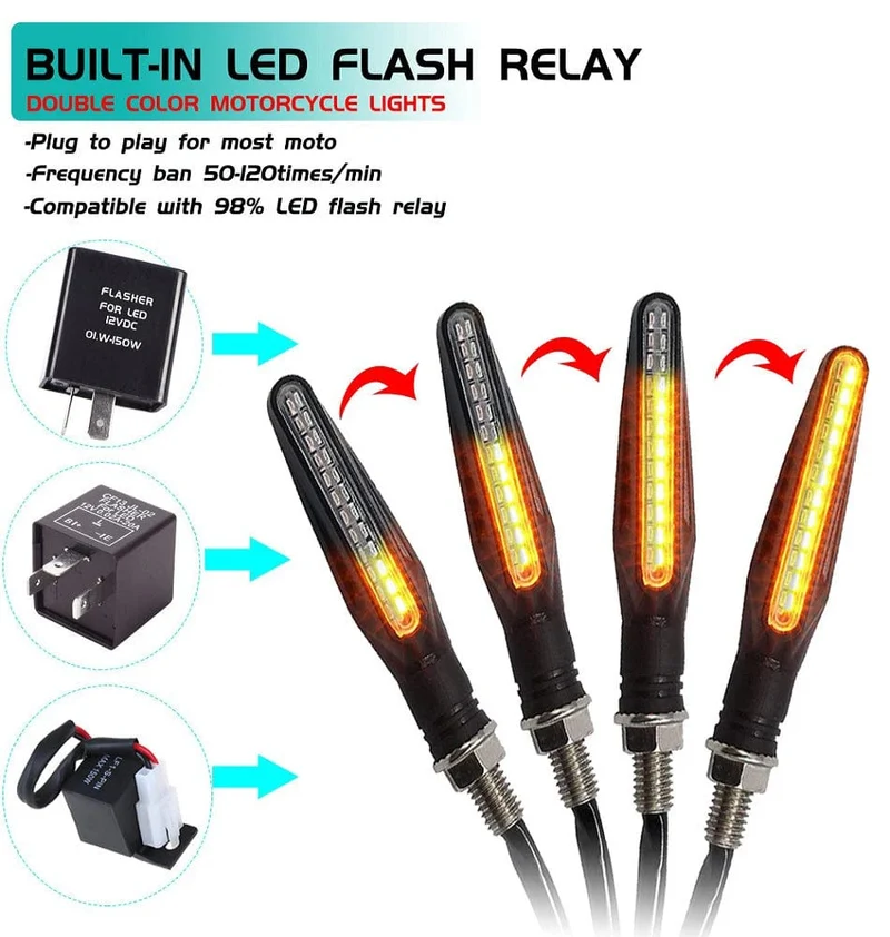 2 STÜCKE Motorrad Blinker Licht E11 Mark Built Relais 335SMD Blinker Anzeige Blinklicht Blinker Universal M10 Bolzen