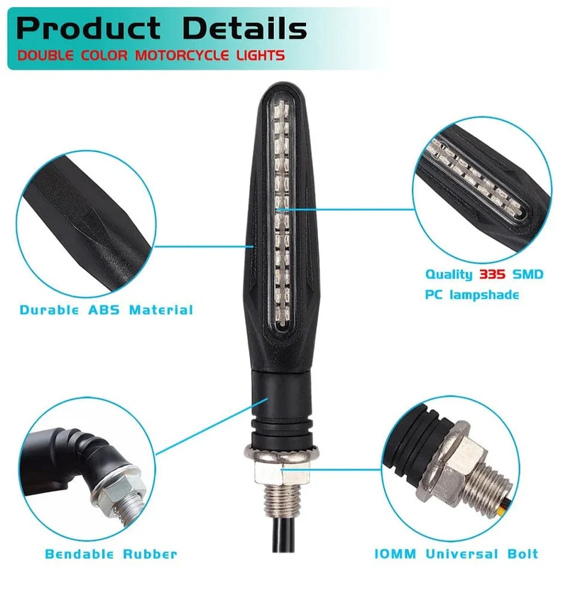 2 STÜCKE Motorrad Blinker Licht E11 Mark Built Relais 335SMD Blinker Anzeige Blinklicht Blinker Universal M10 Bolzen