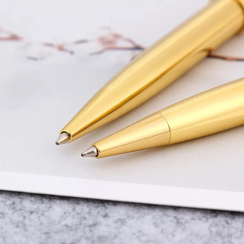 Kugelschreiber aus goldenem Metall mit individuellem Logo, Firmenwerbung, Unterschriftenstifte, Bürobedarf, Schulbedarf, Schreibwaren, Lehrergeschenkstifte