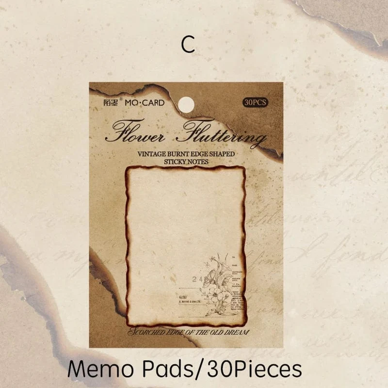 Journamm 30/60 Stück/Packung Vintage Haftnotizen im Brennstil für Schule und Büro, DIY, Scrapbooking, kreatives Briefpapier, Notizen, Papier