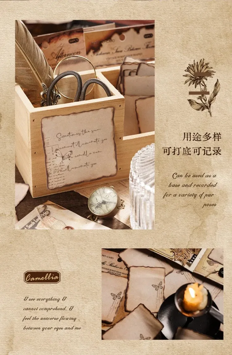 Journamm 30/60 Stück/Packung Vintage Haftnotizen im Brennstil für Schule und Büro, DIY, Scrapbooking, kreatives Briefpapier, Notizen, Papier