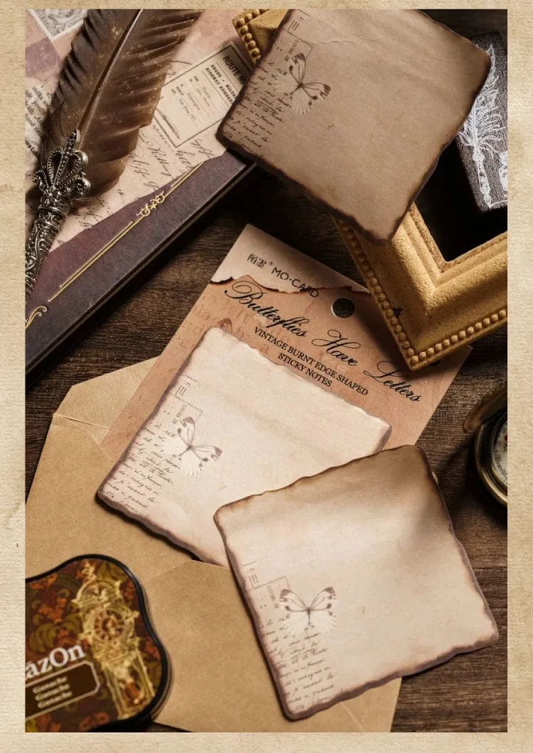 Journamm 30/60 Stück/Packung Vintage Haftnotizen im Brennstil für Schule und Büro, DIY, Scrapbooking, kreatives Briefpapier, Notizen, Papier