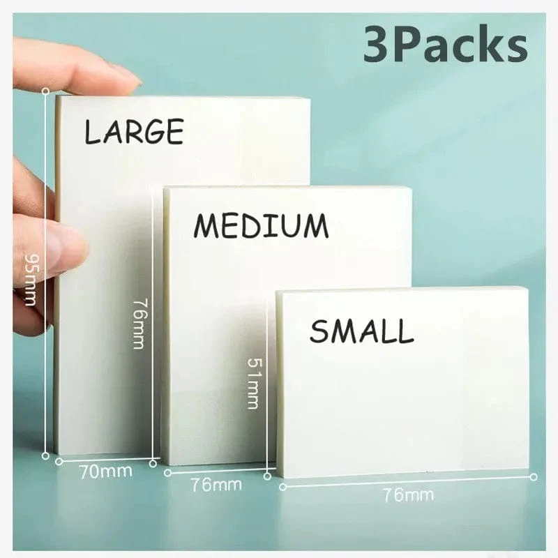 3Packs150Sheets Aufkleber Transparent Klebrige Notebook Pads Notizblöcke Klar Lesezeichen Lesen Buch Schreibwaren Schule Supplie