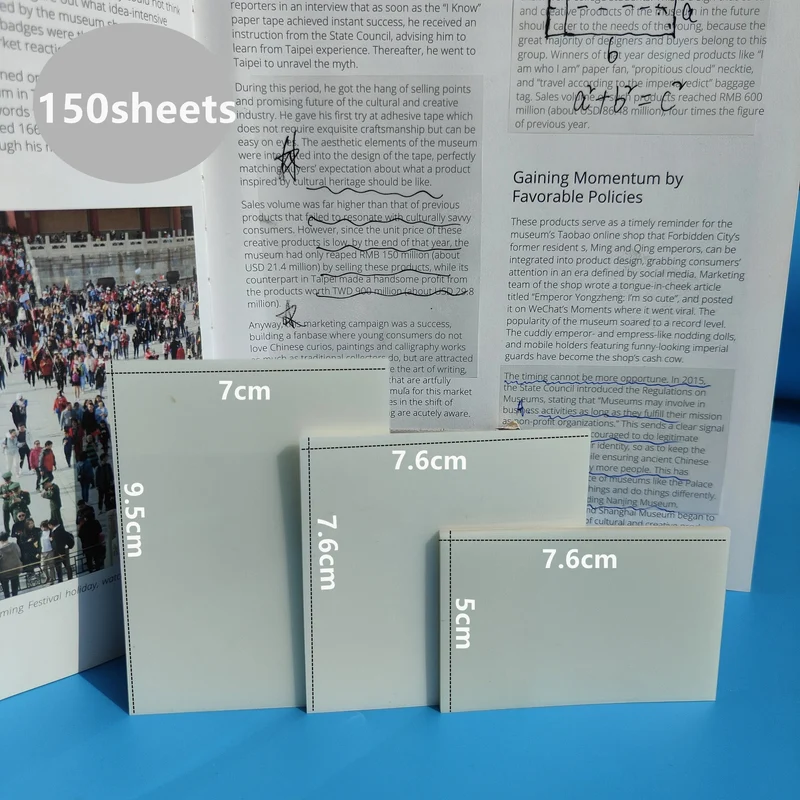 3Packs150Sheets Aufkleber Transparent Klebrige Notebook Pads Notizblöcke Klar Lesezeichen Lesen Buch Schreibwaren Schule Supplie