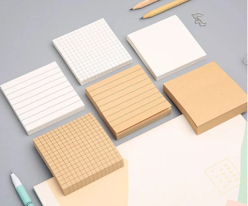Minimalistische Haftnotizen, kariert/liniert/leer, Notizblock, Notizblock, Wochenplan, Tagebuch, Notiz, Briefpapier