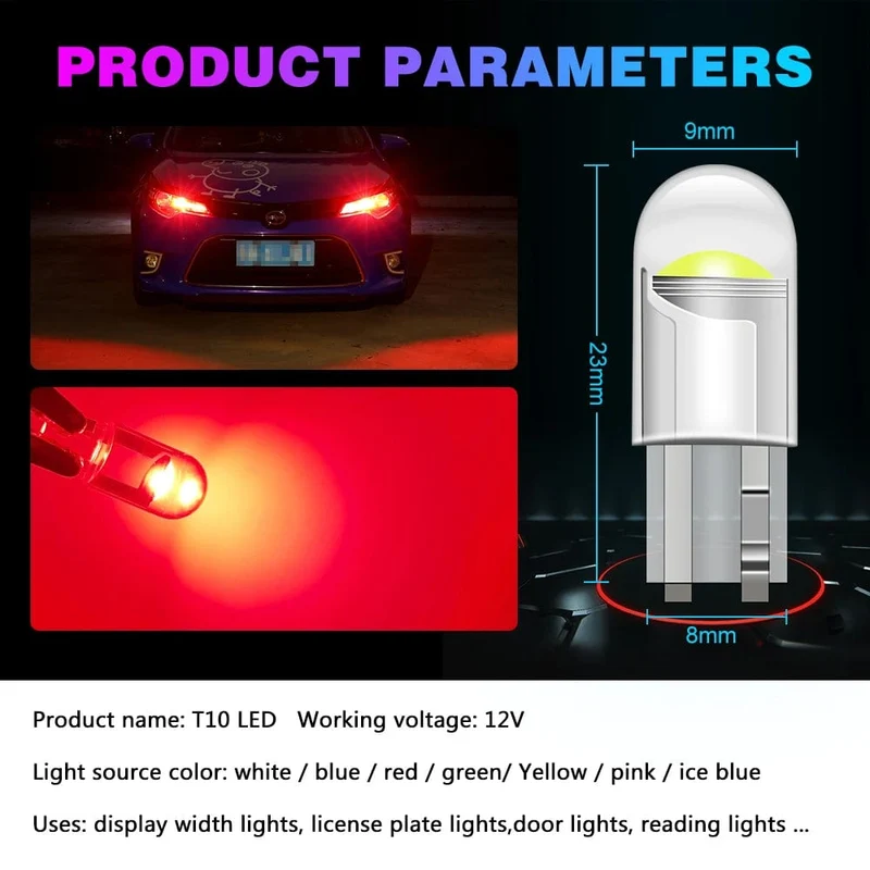 10 STÜCKE W5W LED T10 Auto Licht COB Glasgehäuse Auto Autos Keil Kennzeichenleuchte Innenkuppel Leselicht t10 DRL Birne