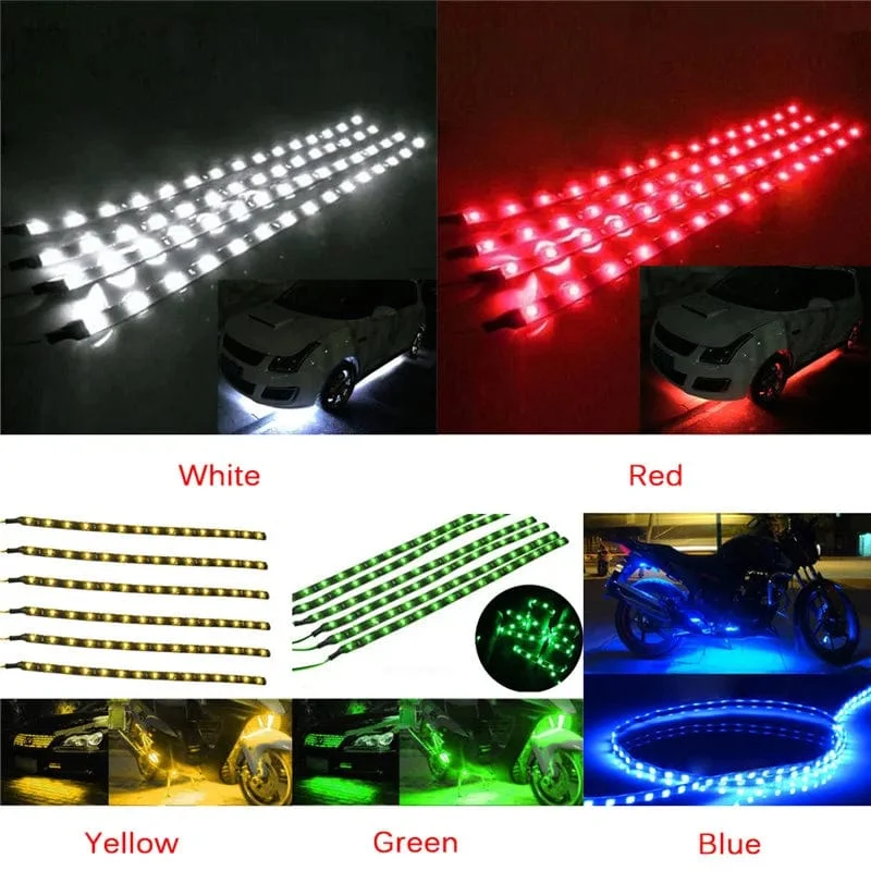 1 STÜCK Wasserdicht DC 12 V Motor LED Streifen SMD Unterboden Dekorative streifen Licht Für Auto Motorrad Schöne Dekorative Weiche lichter