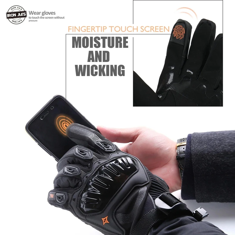 IRON JIA'S Warme Motorradhandschuhe, Touchscreen-Schutz, Winter-Motorradhandschuhe, wasserdicht, winddicht, Reit-Motocross-Handschuhe für Herren