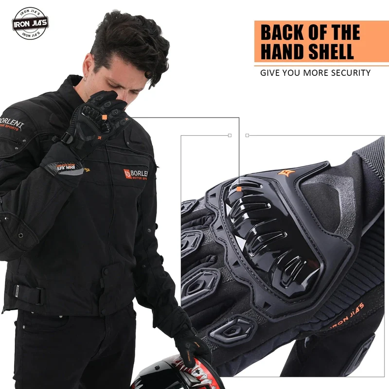 IRON JIA'S Warme Motorradhandschuhe, Touchscreen-Schutz, Winter-Motorradhandschuhe, wasserdicht, winddicht, Reit-Motocross-Handschuhe für Herren