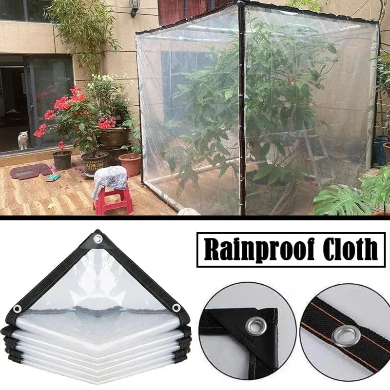 Verdickte transparente wasserdichte Plane für den Garten, regensicher, durchsichtige Poly-Plane, Pflanzenabdeckung, Isolierung, Schuppentuch mit Ösen