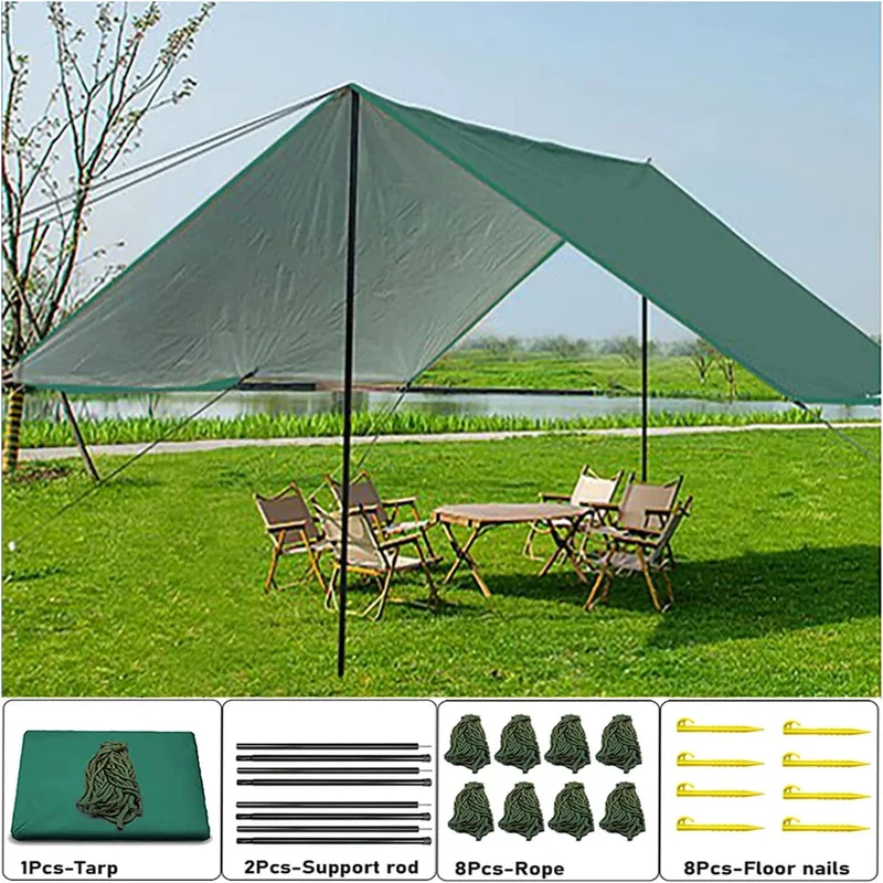 Outdoor-Camping-Plane, Camping-Planen-Markise, leichte UV-beständige und PU 3000 mm wasserdichte, regensichere Plane