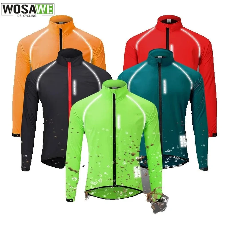 WOSAWE Wasserdichte Fahrrad-Windjacke, ultraleichte MTB-Fahrrad-Regenjacke, Regenmantel, Outdoor-Sport, winddichte Fahrradbekleidung