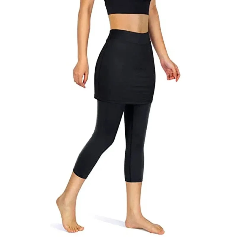 Damen-Tennis-Skorts, Sport, Fitnessstudio, gefälschte zweiteilige Kompressions-Laufhose, schnell trocknende Fitness-Hose, Rock, Badminton, Tennis