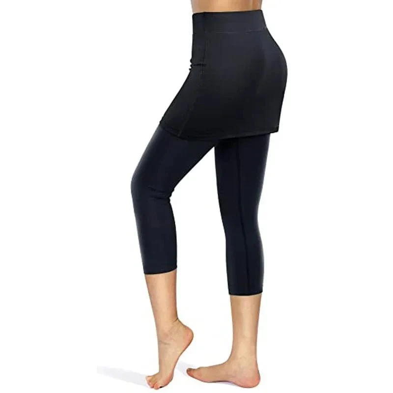 Damen-Tennis-Skorts, Sport, Fitnessstudio, gefälschte zweiteilige Kompressions-Laufhose, schnell trocknende Fitness-Hose, Rock, Badminton, Tennis