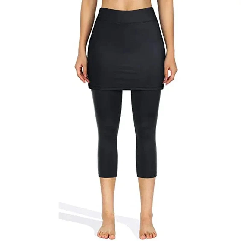 Damen-Tennis-Skorts, Sport, Fitnessstudio, gefälschte zweiteilige Kompressions-Laufhose, schnell trocknende Fitness-Hose, Rock, Badminton, Tennis