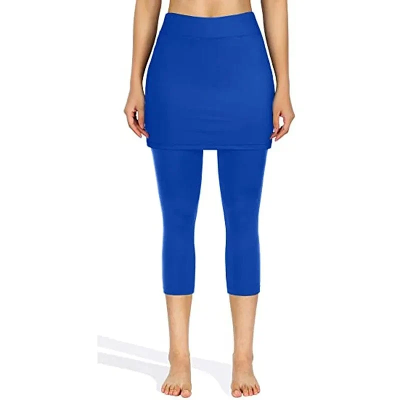 Damen-Tennis-Skorts, Sport, Fitnessstudio, gefälschte zweiteilige Kompressions-Laufhose, schnell trocknende Fitness-Hose, Rock, Badminton, Tennis