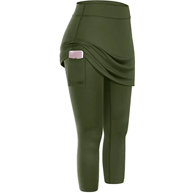 Damen-Tennis-Skorts, Sport, Fitnessstudio, gefälschte zweiteilige Kompressions-Laufhose, schnell trocknende Fitness-Hose, Rock, Badminton, Tennis
