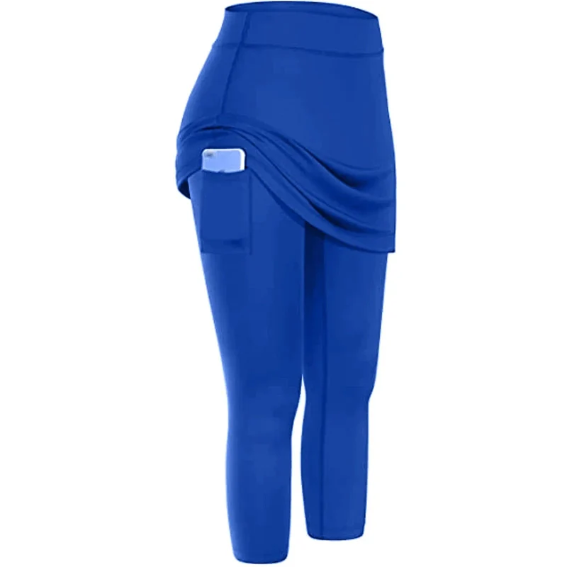 Damen-Tennis-Skorts, Sport, Fitnessstudio, gefälschte zweiteilige Kompressions-Laufhose, schnell trocknende Fitness-Hose, Rock, Badminton, Tennis