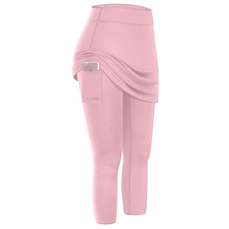 Damen-Tennis-Skorts, Sport, Fitnessstudio, gefälschte zweiteilige Kompressions-Laufhose, schnell trocknende Fitness-Hose, Rock, Badminton, Tennis