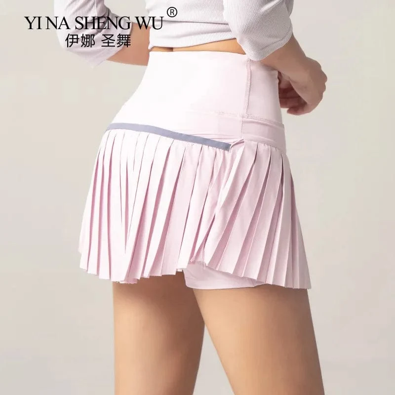 Frauen Sport Tennis Röcke Rock Fitness Shorts Hohe Taille Athletisch Running Short Quick Dry Sport Skort Tasche Kurzen Rock Neue