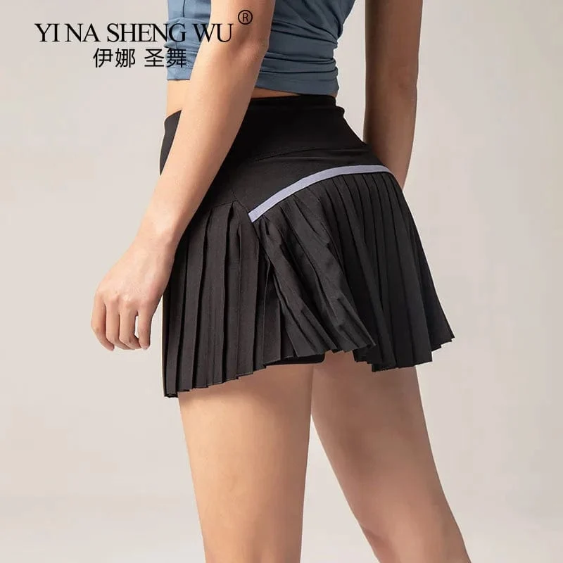Frauen Sport Tennis Röcke Rock Fitness Shorts Hohe Taille Athletisch Running Short Quick Dry Sport Skort Tasche Kurzen Rock Neue