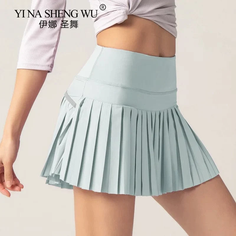 Frauen Sport Tennis Röcke Rock Fitness Shorts Hohe Taille Athletisch Running Short Quick Dry Sport Skort Tasche Kurzen Rock Neue