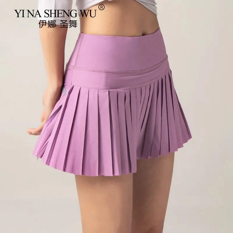 Frauen Sport Tennis Röcke Rock Fitness Shorts Hohe Taille Athletisch Running Short Quick Dry Sport Skort Tasche Kurzen Rock Neue